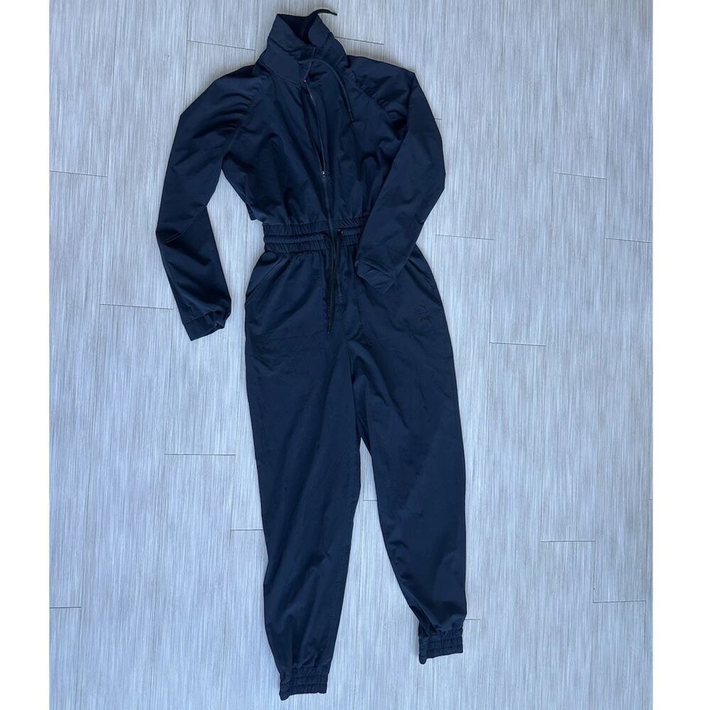 PUMA x Goop Black Jumpsuit Women Long Sleeve High Neck Zip Elastic Waist S